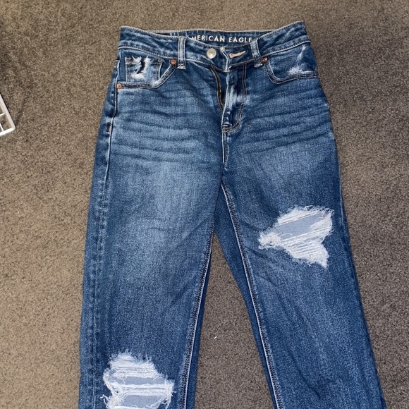 american eagle ripped mom straight jeans size 00 regular - Picture 2 of 10
